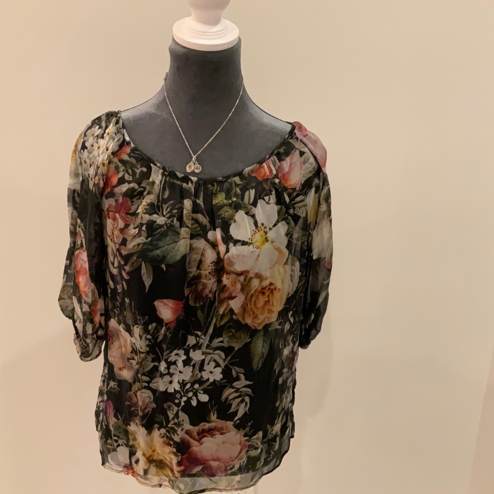 Silk sheer blouse, sz xs